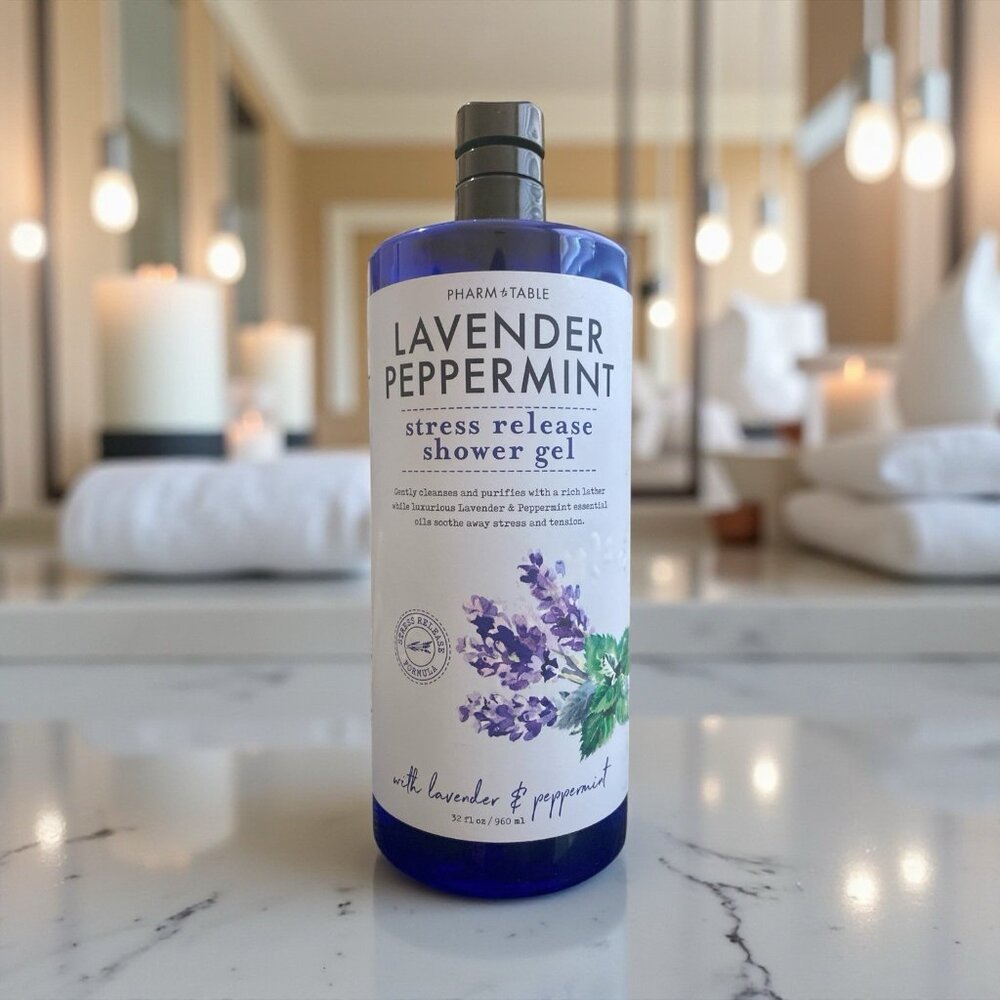 PHARM to TABLE ~ LAVENDER PEPPERMINT Stress Release Soothing Shower Gel 32 Fl Oz